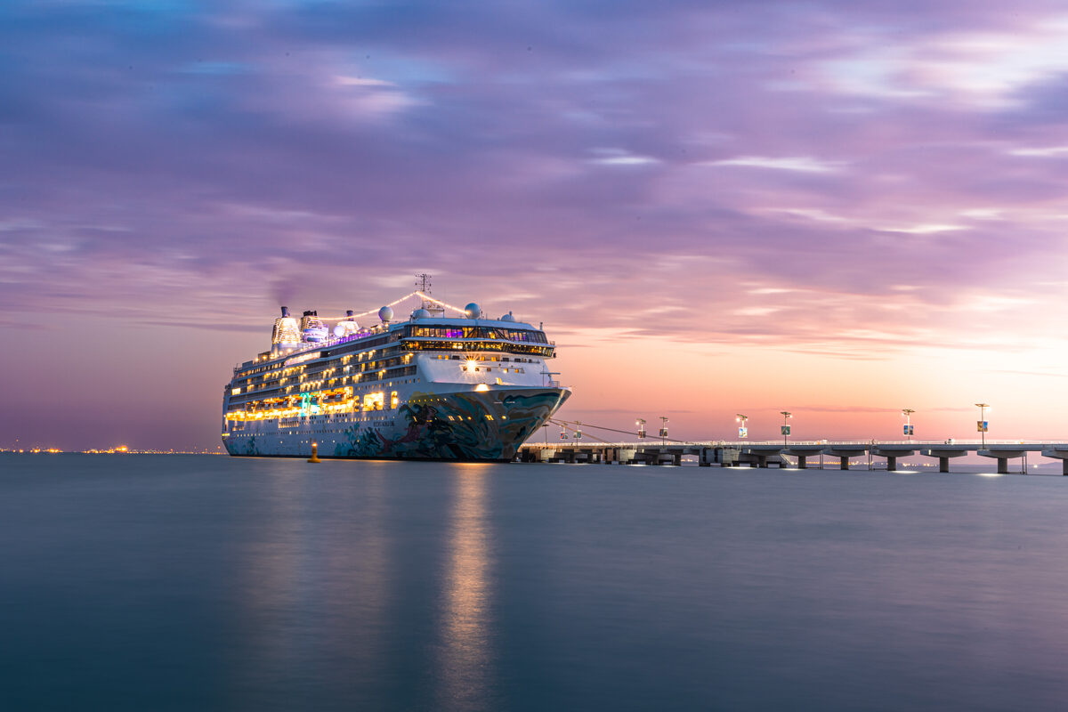 The ship at dusk during the inaugural Dubai season